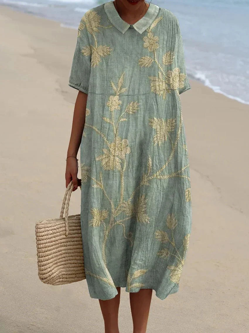 Vestido Casual Flowy con Estampado Floral Vintage para Mujeres