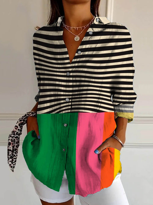 Sanne | Blusa urbana a rayas en contraste