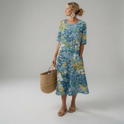 Filipa - Vestido de Verano Midi con Patrón Floral