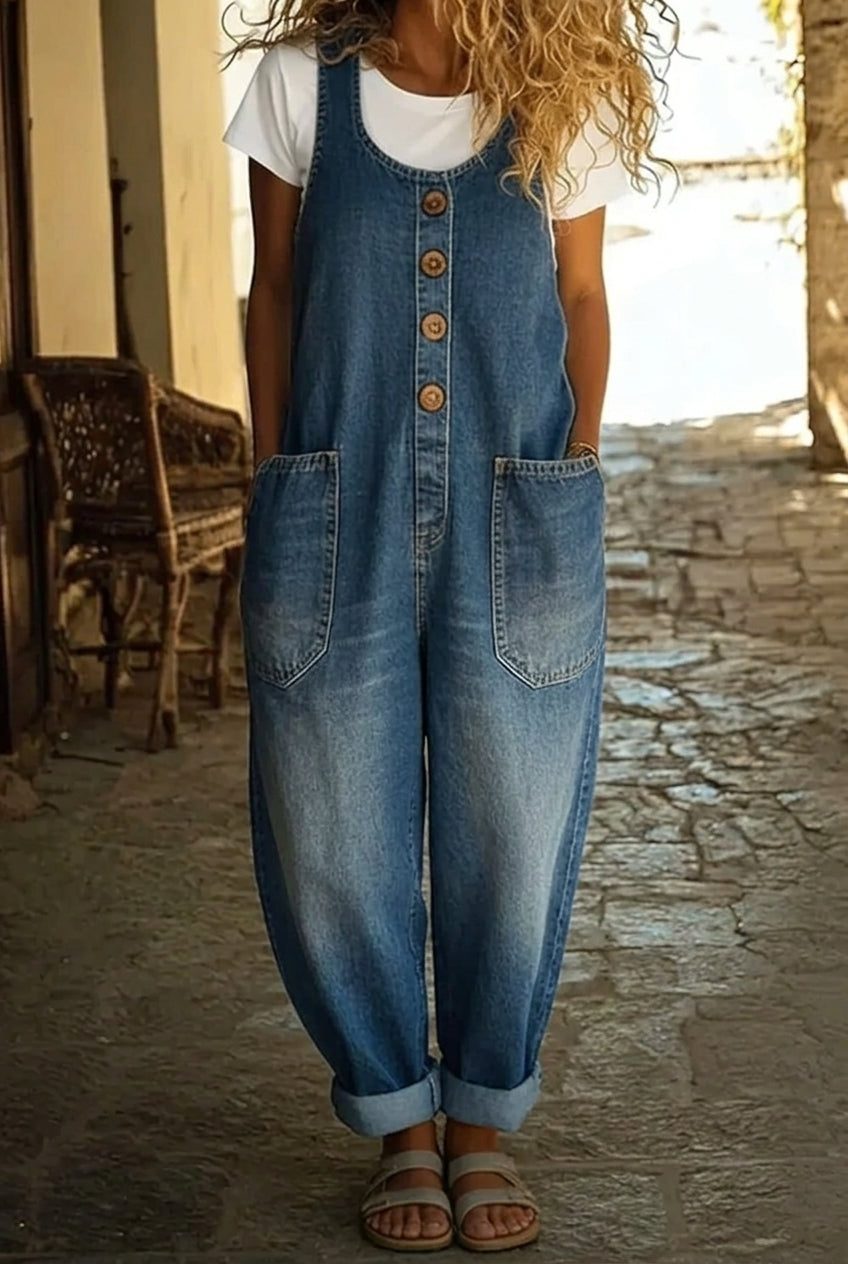 Nancy | Overoles de Denim de Algodón Lavado Vintage