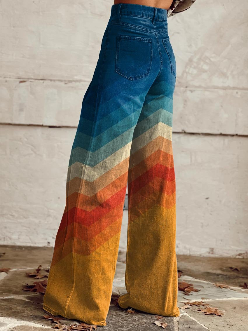 Léa - Pantalones Zigzag Retro Elegantes
