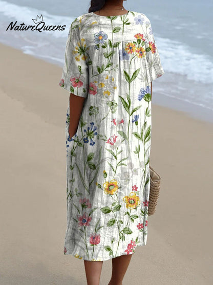 Vestido Maxi Casual Floral Vintage para Mujeres