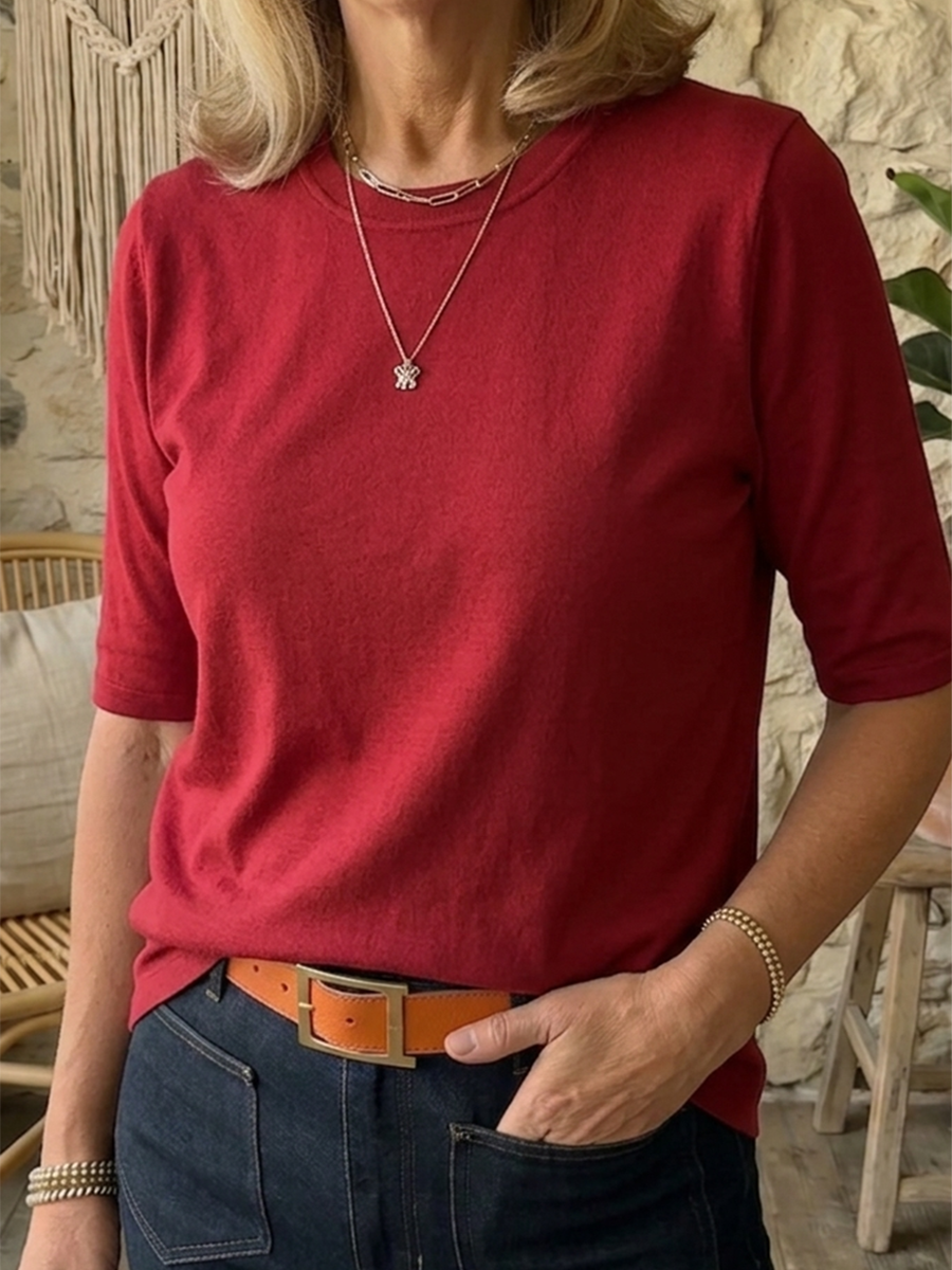 Camiseta de manga corta minimalista y cómoda, 100% algodón
