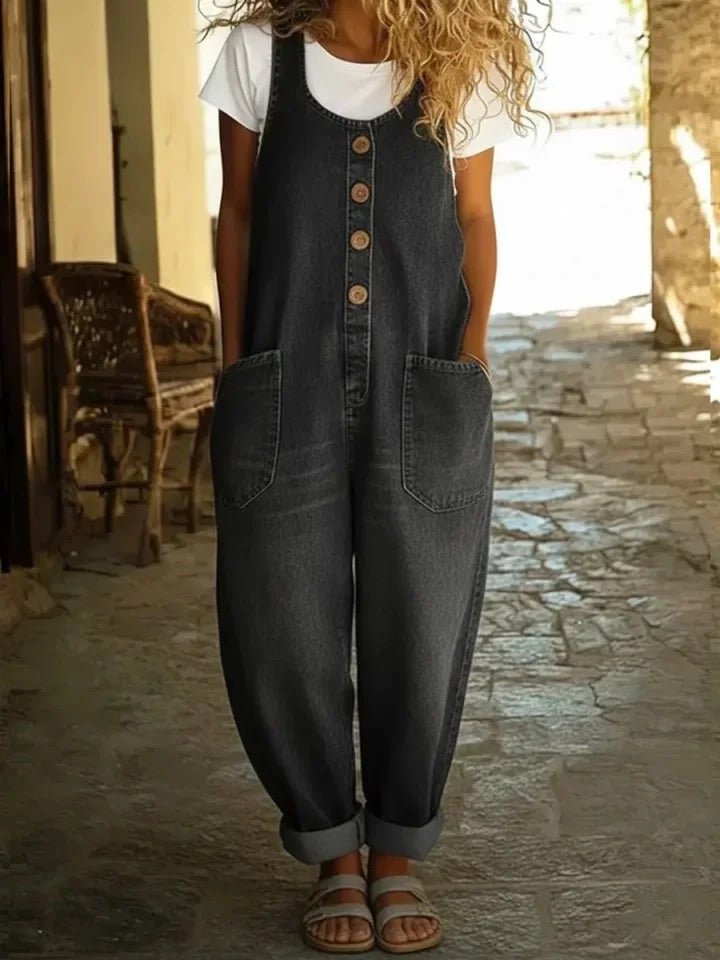 Nancy | Overoles de Denim de Algodón Lavado Vintage
