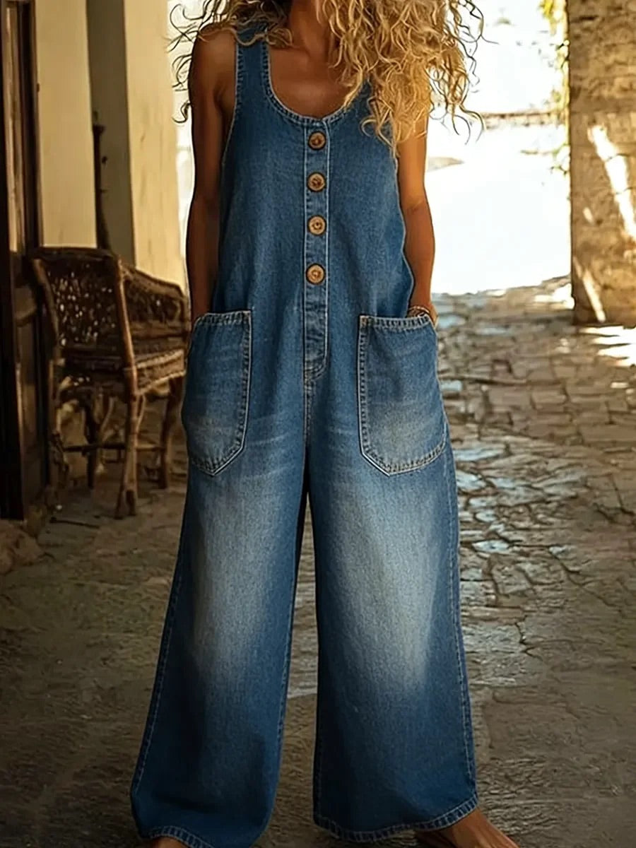 Nancy | Overoles de Denim de Algodón Lavado Vintage