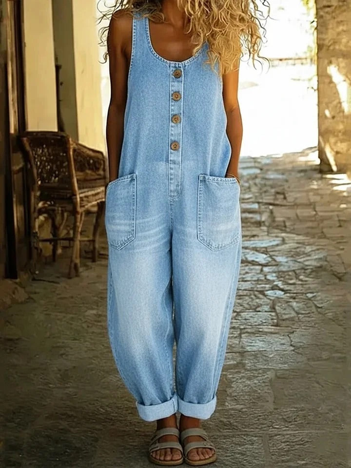 Nancy | Overoles de Denim de Algodón Lavado Vintage